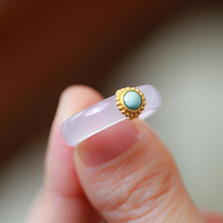 Jade Türkis Achat Ring getragen Glück Schutz Fengshui Energie