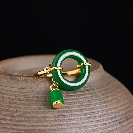 Ring Grüner Chalcedon Schnalle – Frieden & Stärke