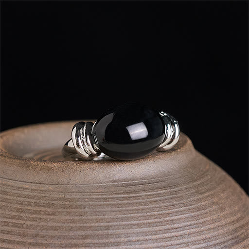 Ring Hämatit Ovalmuster Silver(US 7 Adjustable)