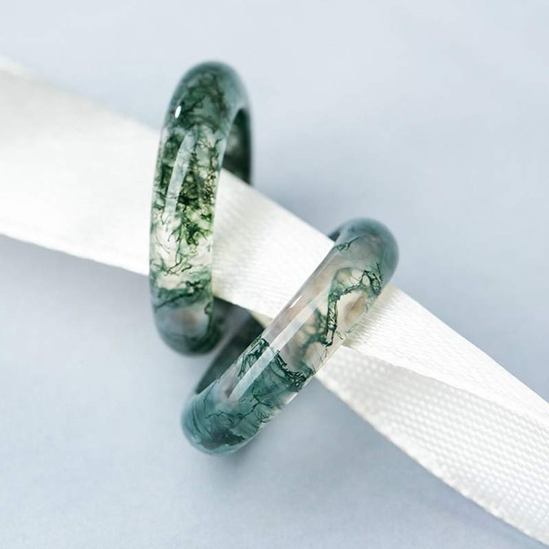Ring Moosachat – Heilung & Balance grüne Jade Heilsteinring Fengshui Schutz