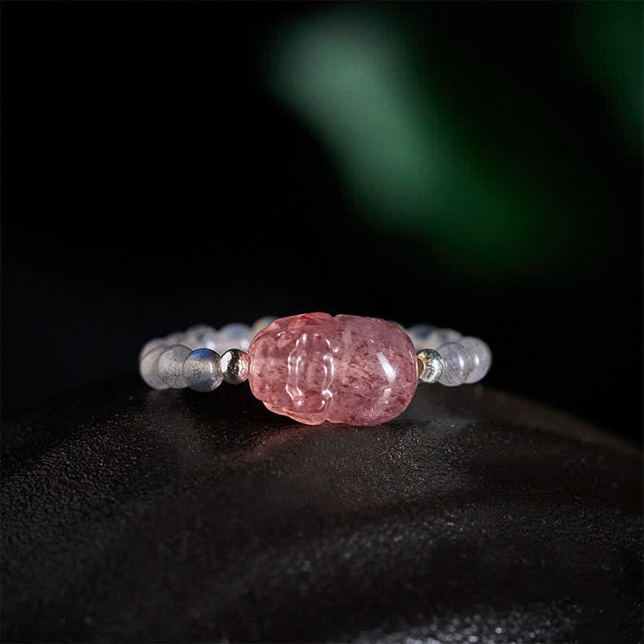 Turmalin Ring mit Mondstein Kristallen Heilung Schutz Feng Shui Armschmuck