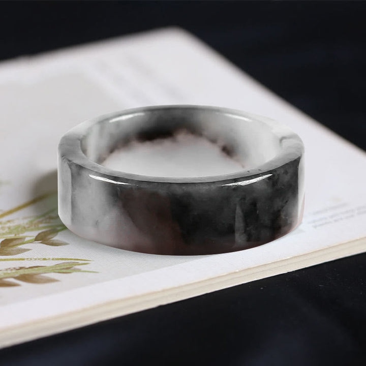 Ring Jade – Glück & Wohlstand, eleganter Jadestein Fingerring schwarz grau