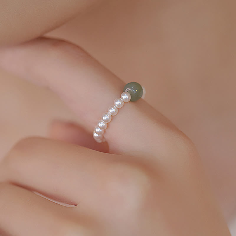 Ring Jade Runde Perlen – Glück