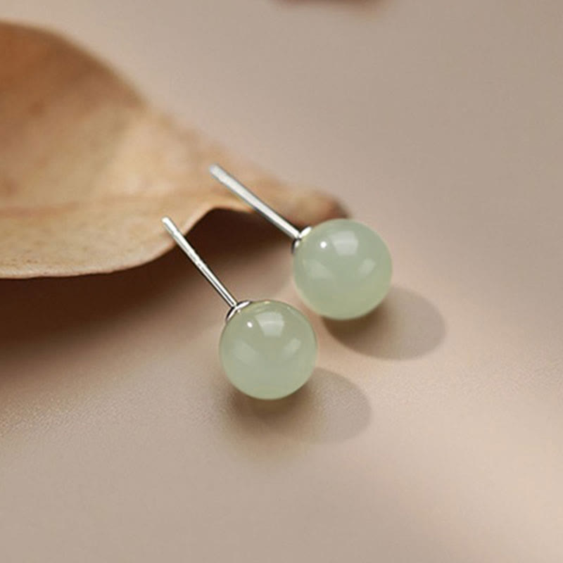 Ohrringe Jade Kugel Glück grüne Edelstein Ohrstecker Silber Boho Schmuck spirituell