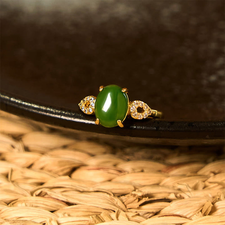 Ring Echte Jade Wohlstand Feng Shui Glück Schutz grüner Kupfer