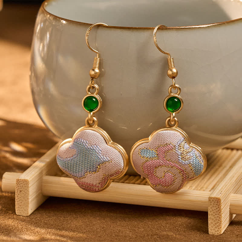 Ohrringe Songbrokat Jade Blumen grün gold Boho Schmuck spirituell Ohrhänger