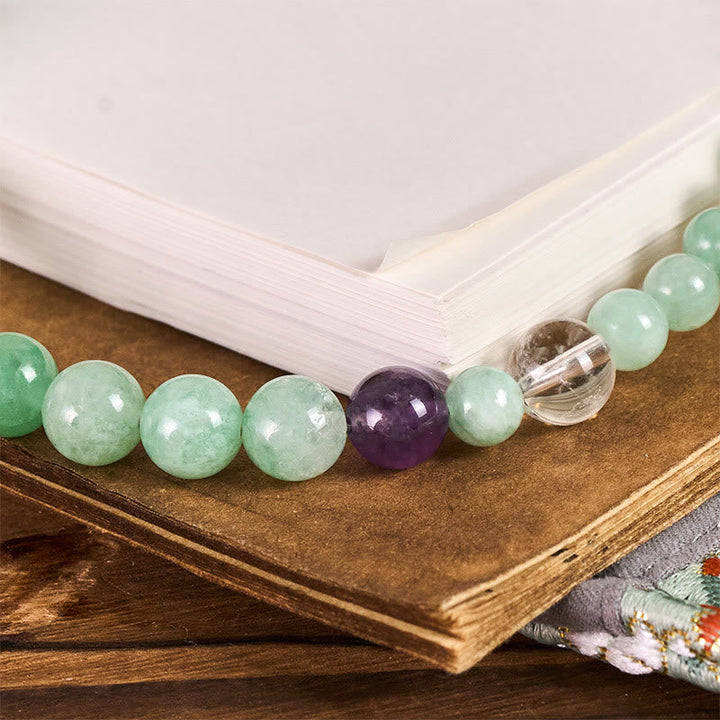 Schlüsselanhänger Jade Perlen Wohlstand Amethyst Bergkristall spirituell Glücksbringer