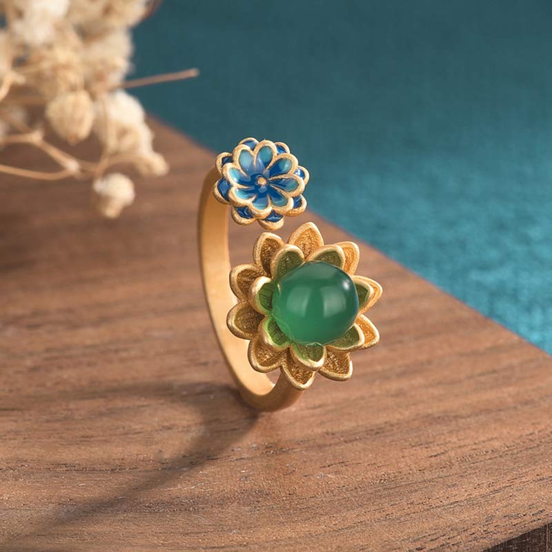 Ring Jade Lotus Muster – Fülle