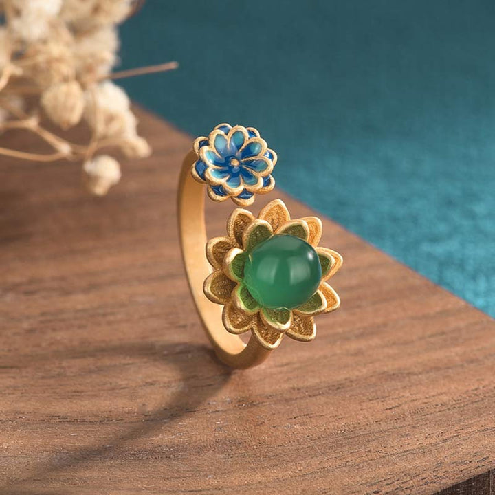Ring Jade Lotus Muster – Fülle