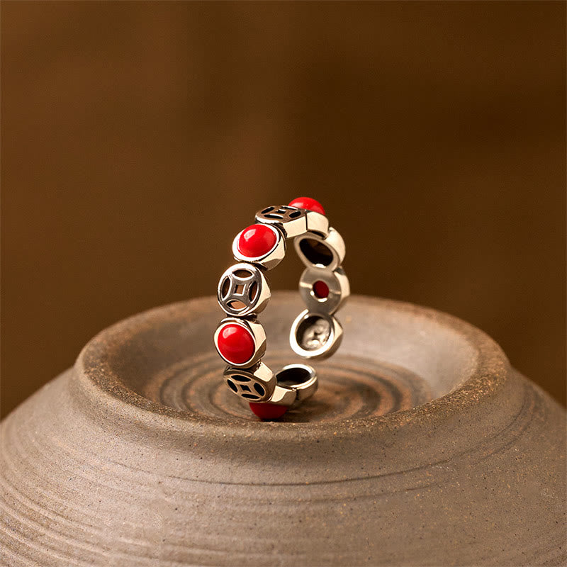 Ring Jade Rotes Achat Kupfermünze – Glück & Wohlstand South Red Agate