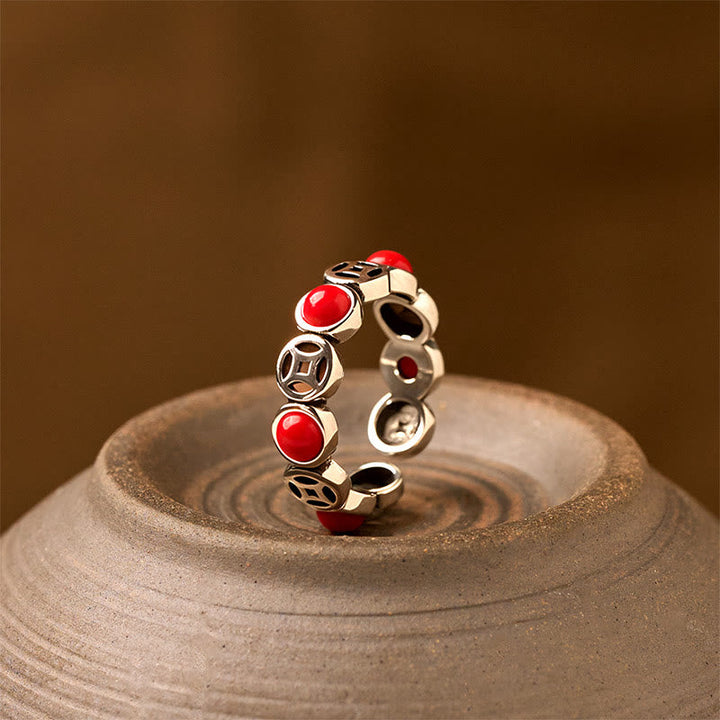 Ring Jade Rotes Achat Kupfermünze – Glück & Wohlstand South Red Agate