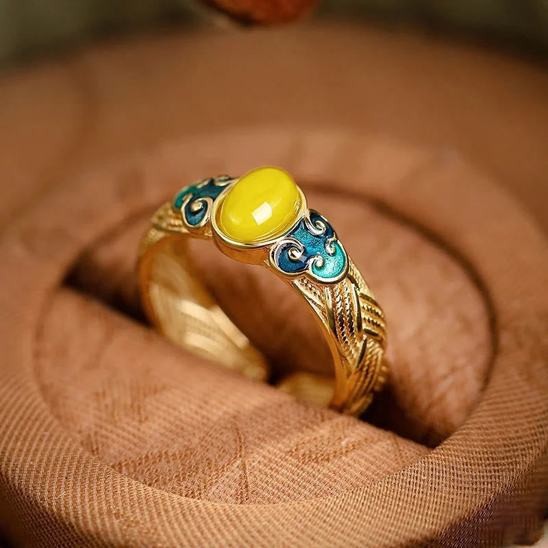 Ring Kupfer Bernstein Glückswolken – Klarheit