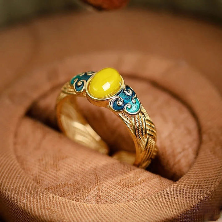 Ring Kupfer Bernstein Glückswolken – Klarheit
