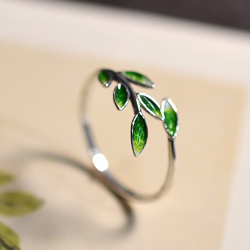 Ring Kupfer Buddha Stein Blatt – Wohlstand
