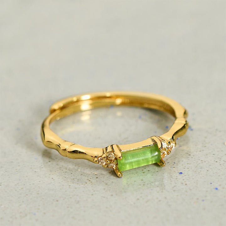 Ring Kupfer Grüner Achat Bambus