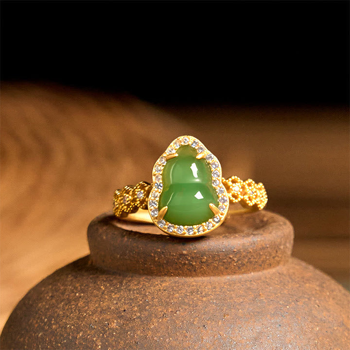 Ring Kupfer Grüner Chalzedon Kürbis – Wohlstand