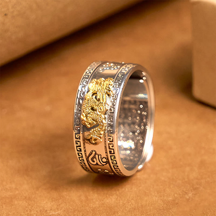 Ring Kupfer Herzsutra Drachen – Stärke Great Wall Pattern Edge(Adjustable)