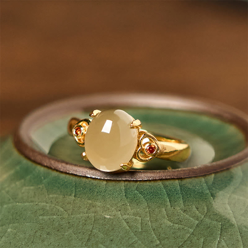 Ring Kupfer Hetian Jade Herz Glück Schutz Fengshui Schmuck