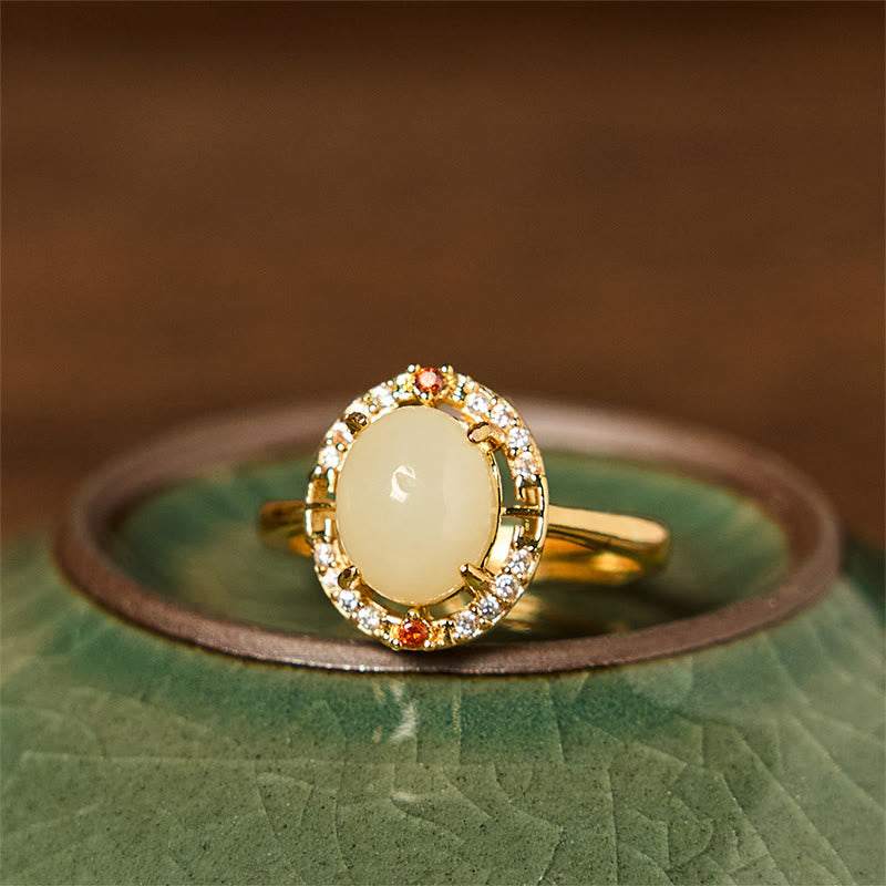 Ring Kupfer Hetian Jade Zirkonia Ei – Glück