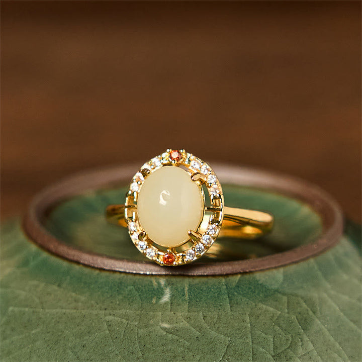 Ring Kupfer Hetian Jade Zirkonia Ei – Glück