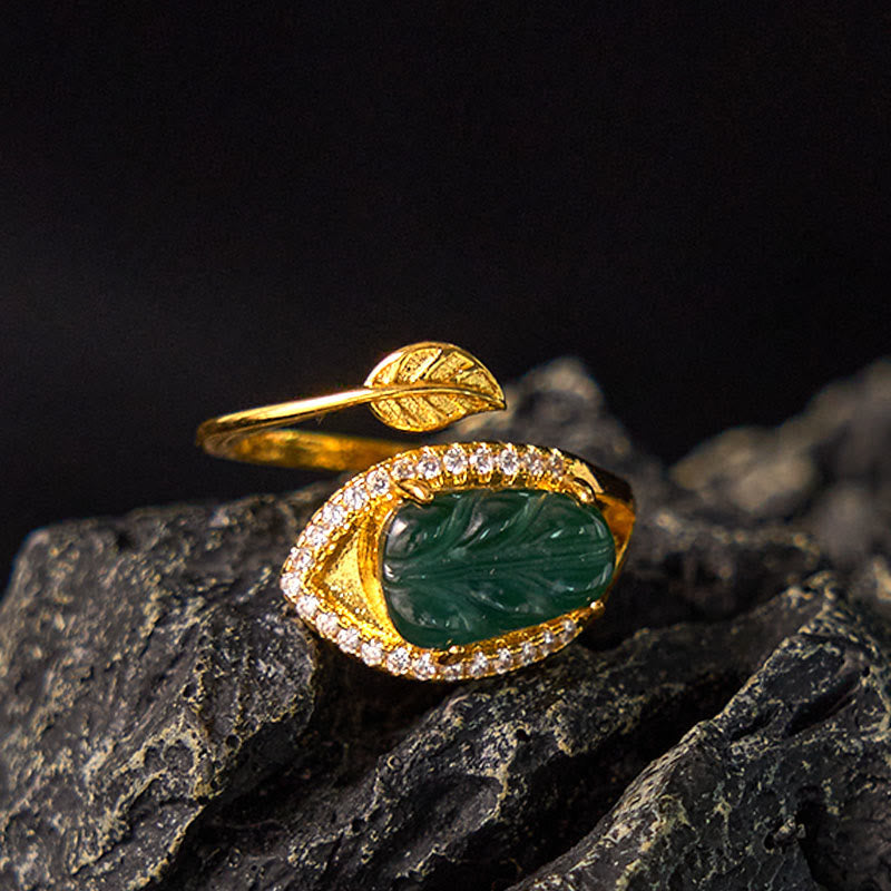 Ring Kupfer Jade Blatt – Wohlstand