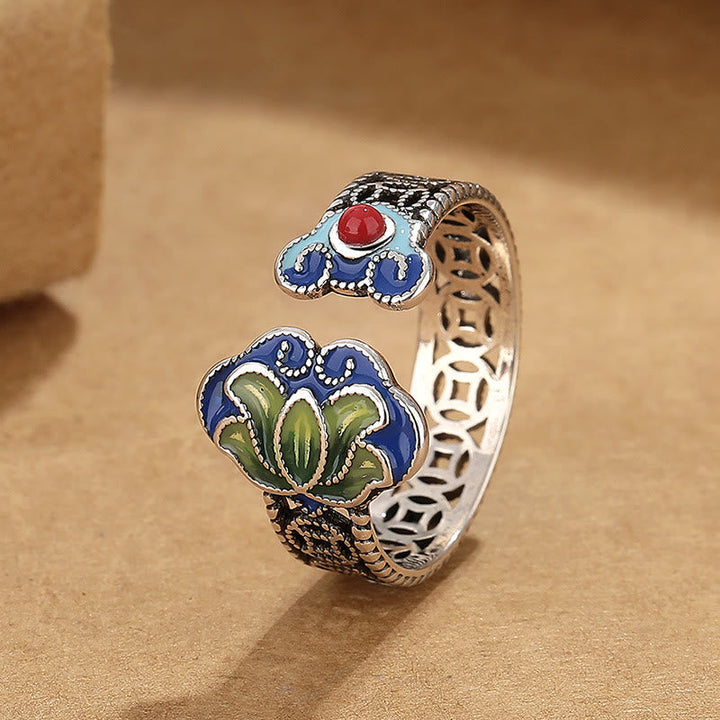 Ring Kupfer Lotus Münzen