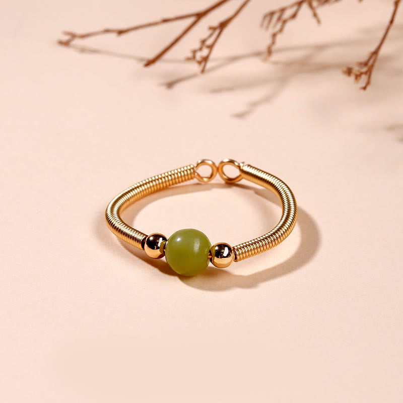 Ring Kupfer Naturstein Perle – Heilung Jade(Adjustable)