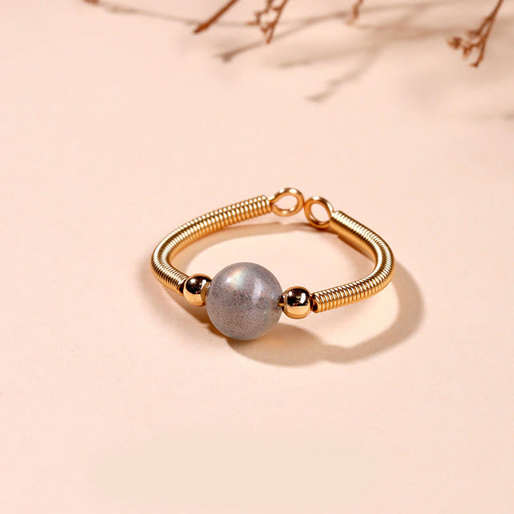 Ring Kupfer Naturstein Perle – Heilung Moonstone(Adjustable)