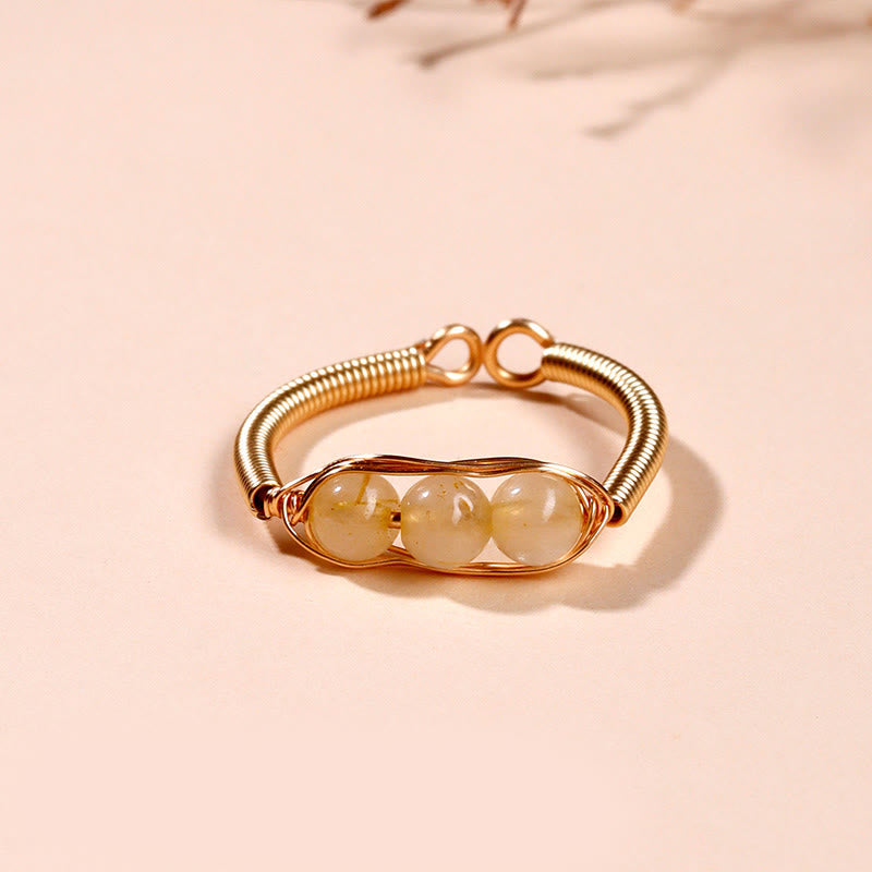 Ring Kupfer Naturstein Perle – Heilung Rutilated Quartz(Adjustable)