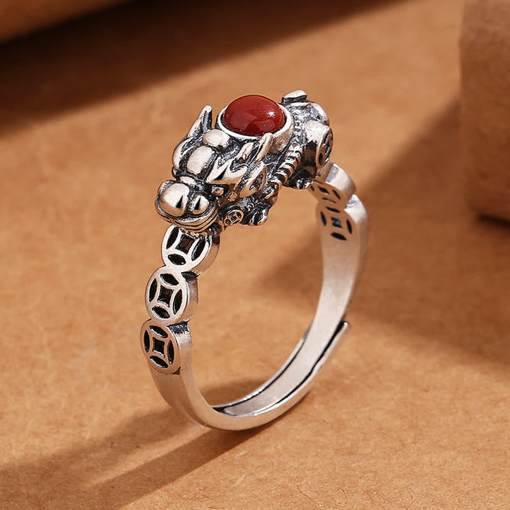 Ring Kupfer Roter Achat Pixiu – Wohlstand & Glück