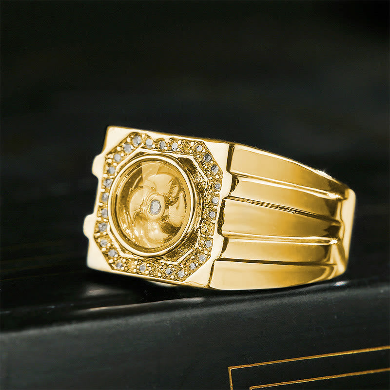 Pixiu Ring aus Kupfer vergoldet mit Kristallen Feng Shui Heilung Glück