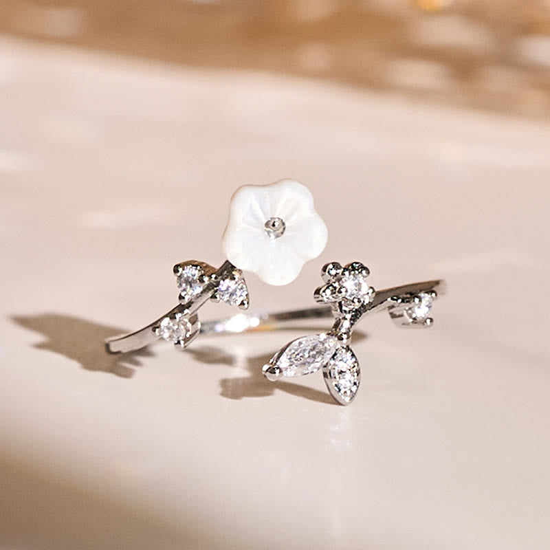 Ring Kupfer Weiße Blume – Heilung Silver
