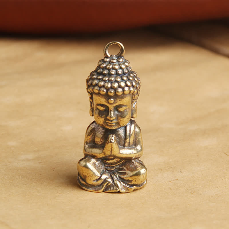 Buddha Schlüsselanhänger Kupfer Mitgefühl meditierend Glücksbringer spirituell handgefertigt