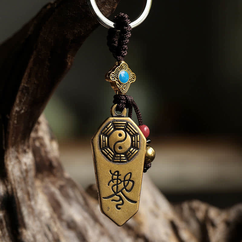 Schlüsselanhänger Bagua Yin Yang Kupfer Feng Shui Glücksbringer spirituell Anhänger