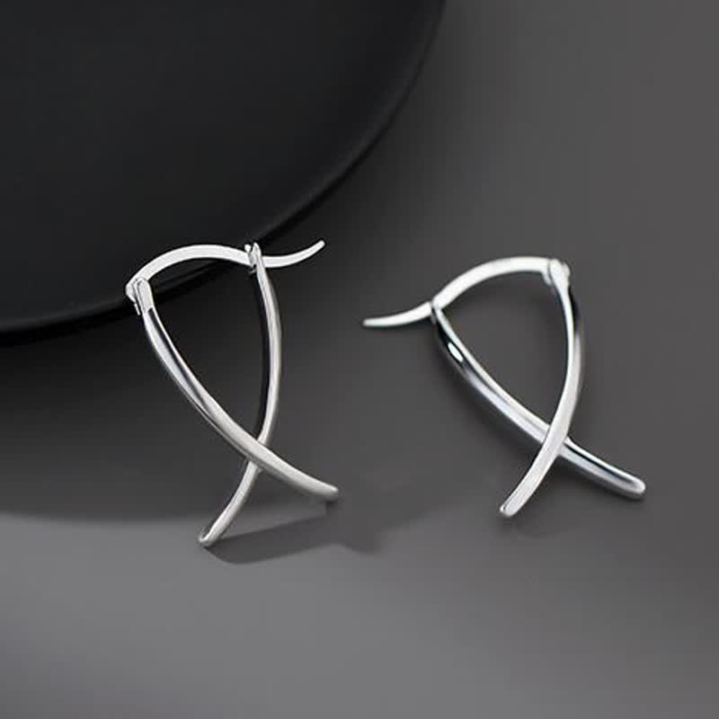 Ohrringe Kupfer Kreuz Geometrisch Silber minimalistisch moderner Boho Schmuck