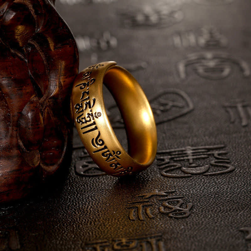 Om Mani Padme Hum Ring Kupfer Weisheit Glücksbringer spiritueller Schutz
