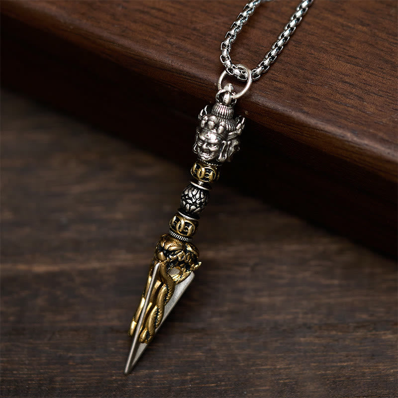 Tibetische Kette Kupfer Vajra Silber mit Buddha Anhänger Heilung