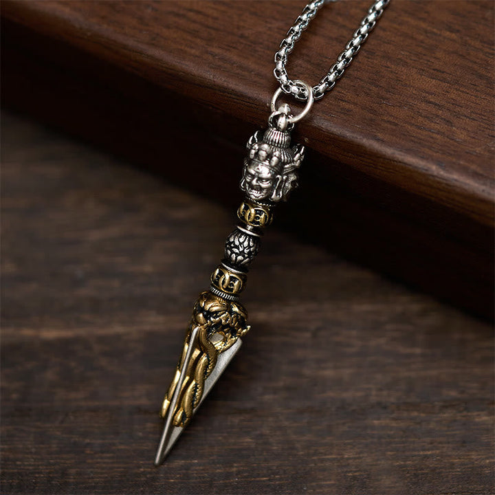 Tibetische Kette Kupfer Vajra Silber mit Buddha Anhänger Heilung