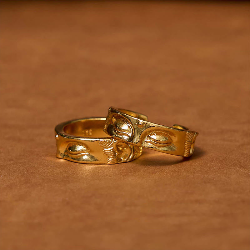 Ring Kupfer Meditierender Buddha Ruhe Feng Shui Glück Paar