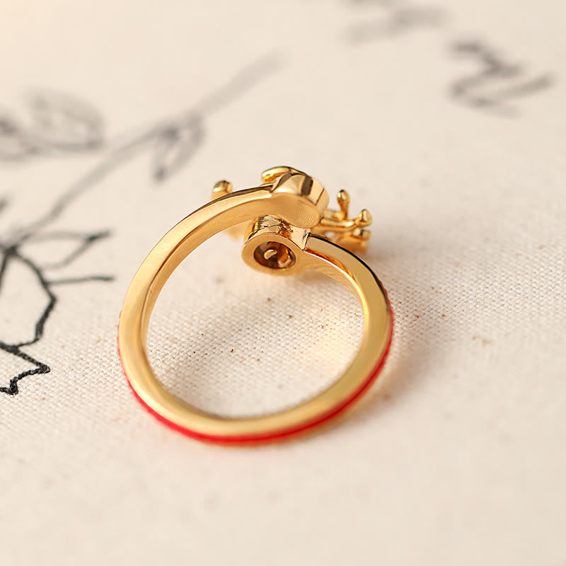 Kupfer Ring mit roter Schnur Feng Shui Schutz Balance Glück