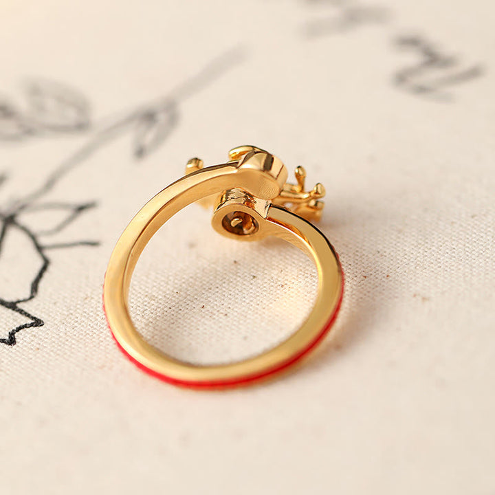 Kupfer Ring mit roter Schnur Feng Shui Schutz Balance Glück