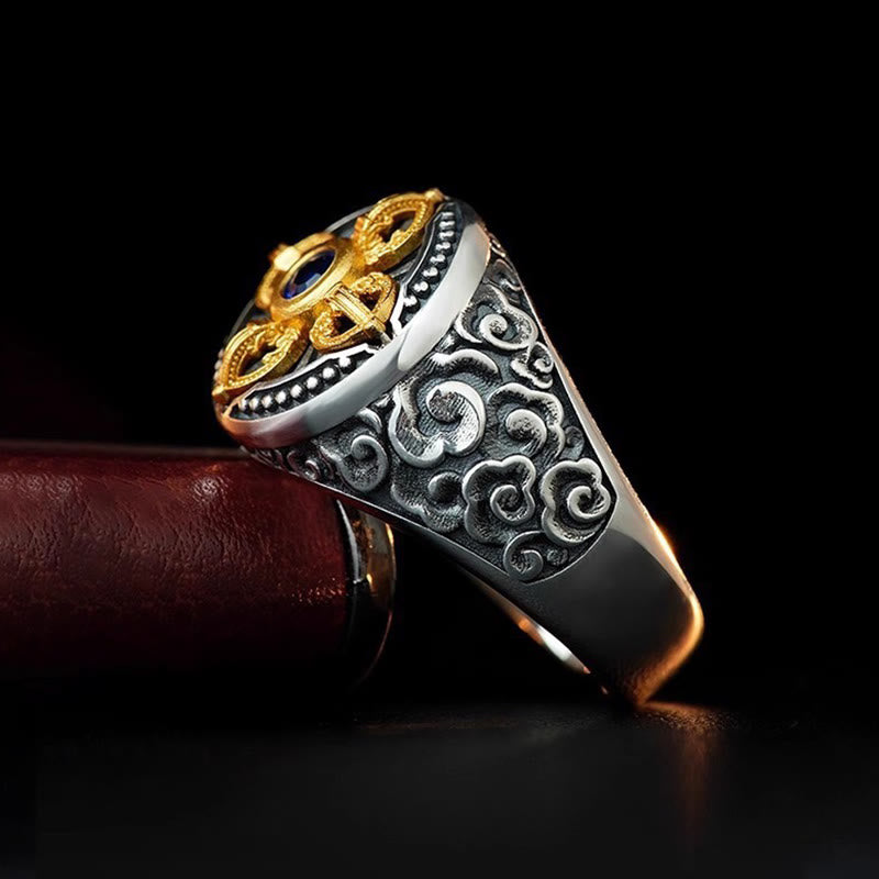 Tibetkreuz Vajra Ring Kupfer Balance Spirituell Schutz Fengshui Schmuck