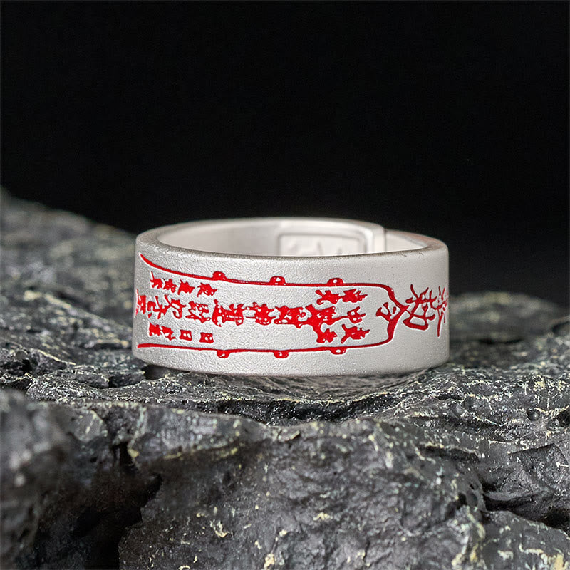 Ring Kupfer Mantra Balance mit roten Zeichen Feng Shui Schmuck