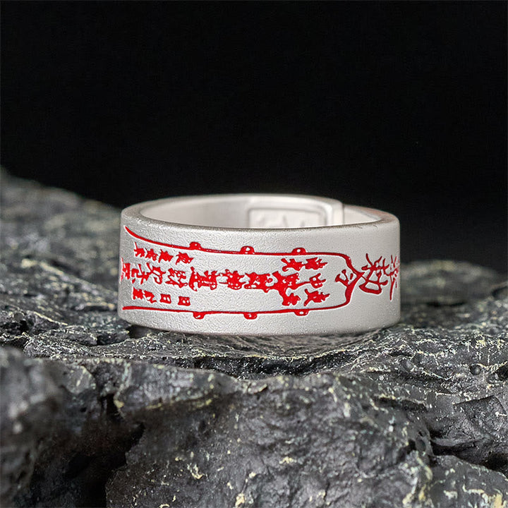 Ring Kupfer Mantra Balance mit roten Zeichen Feng Shui Schmuck