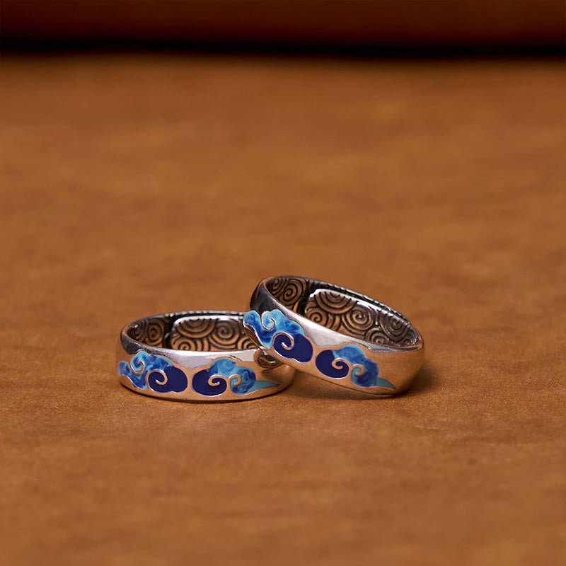 Kupfer Ringe mit blauen Glückswolken Wohlstand Symbol Fengshui Schmuck