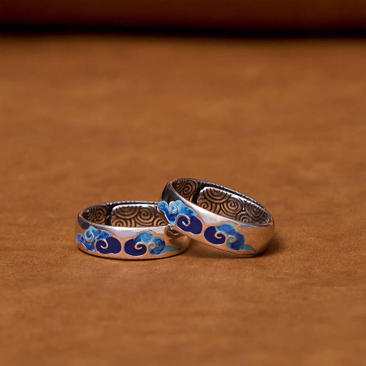 Kupfer Ringe mit blauen Glückswolken Wohlstand Symbol Fengshui Schmuck