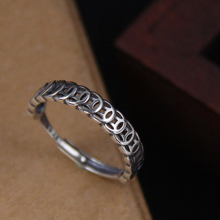 Strukturierter Kaisermünzen Ring Kupfer Glück Schutz Fengshui Fingerring