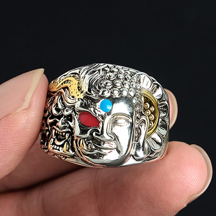 Ring Kupfer Lotusblüte detailliert Buddha Schutz Feng Shui Kraft