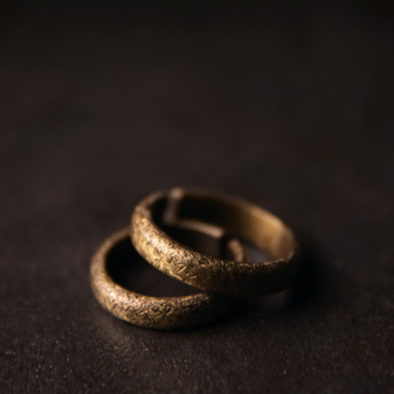 Kupfer Ring Tibetisch Textur Fengshui Schutz Glück Fingerring getragen