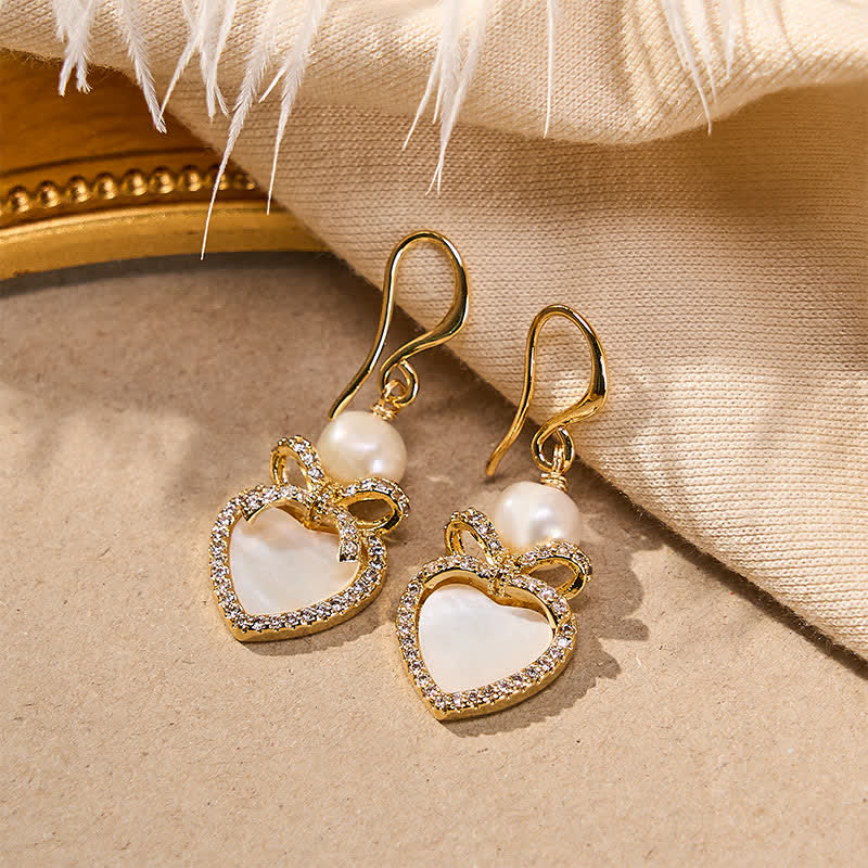 Ohrringe Kupfer Perle Herz Boho Schmuck elegant Ohrhänger spirituell